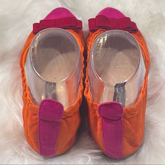 Restricted Multicolored Color Block Faux Suede Ballet Flat with Bow - Picture 5 of 9